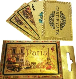 Baraja de cartas souvenir de París oro