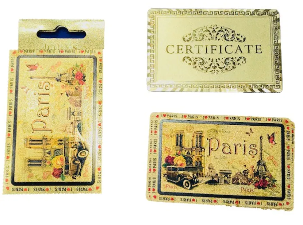 Baraja de cartas souvenir de París oro