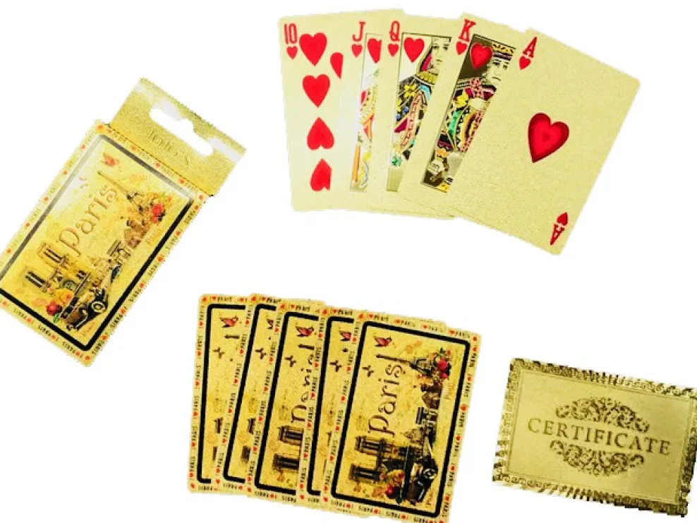 Baraja de cartas souvenir de París oro