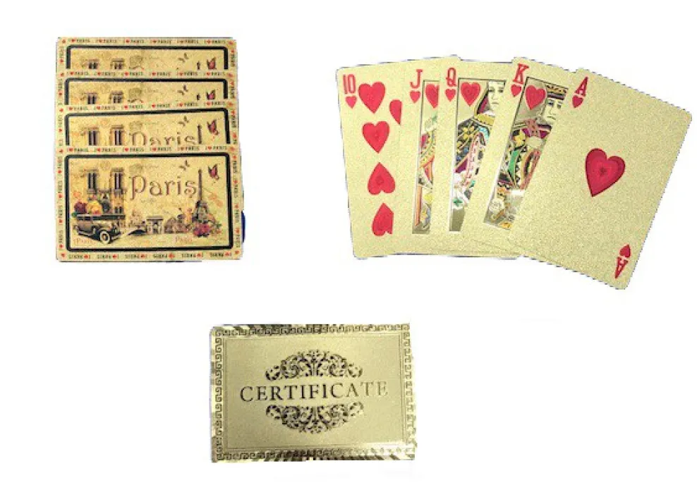 Baraja de cartas souvenir de París oro