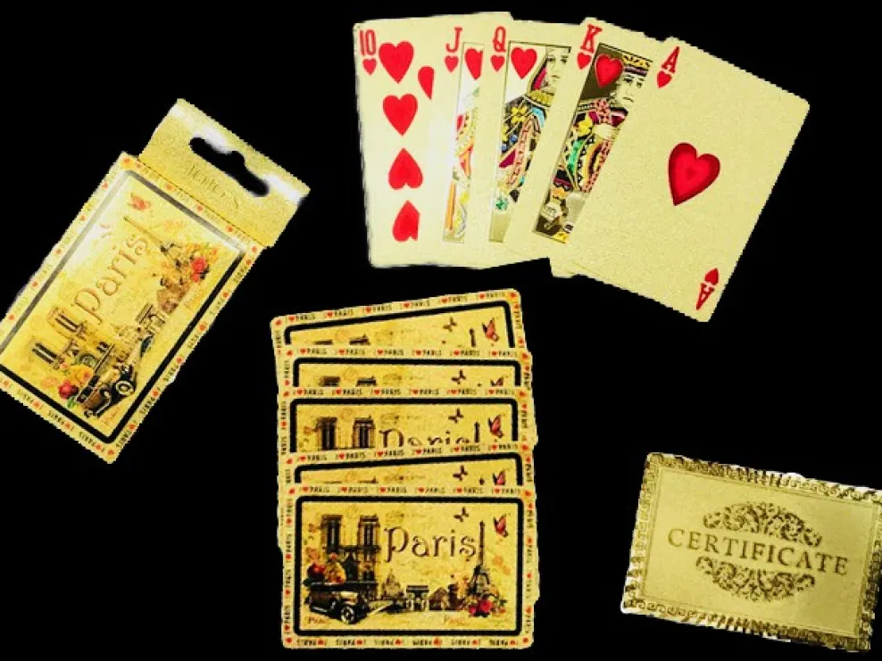 Baraja de cartas souvenir de París oro