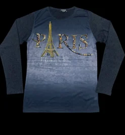 Blusa de manga larga con strass de la Torre Eiffel
