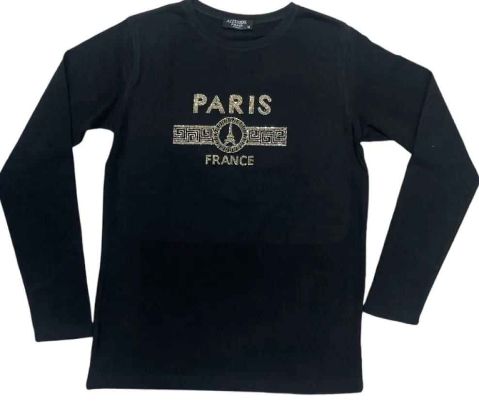 Blusa Manga Larga Negra Paris