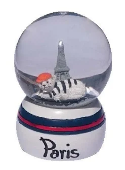 Bola de nieve Torre Eiffel "Gato con Boina"