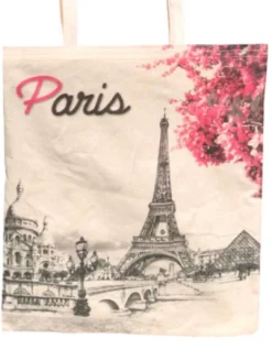 Bolsa de algodón Torre Eiffel Flores