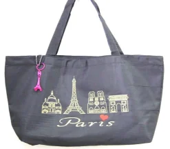 Bolso grande 4 Monumentos París negro y dorado