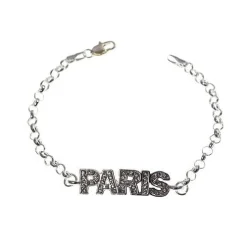 Brazalete plateado con pedrería París