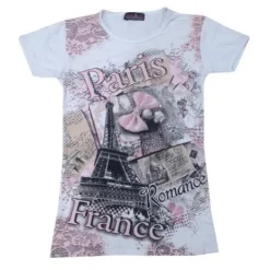Camiseta blanca París " Moño/Corbatín"