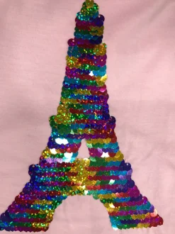 Camiseta con lentejuelas reversibles Torre Eiffel