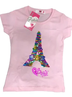 Camiseta con lentejuelas reversibles Torre Eiffel