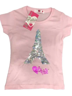 Camiseta con lentejuelas reversibles Torre Eiffel