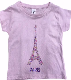 Camiseta de flores rosadas de la Torre Eiffel