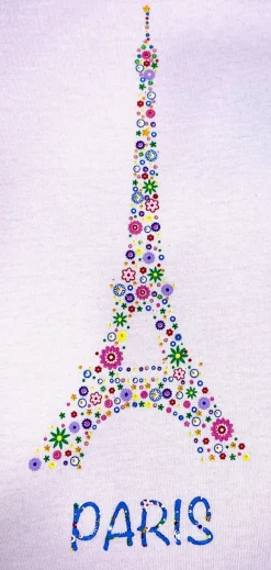 Camiseta de flores rosadas de la Torre Eiffel