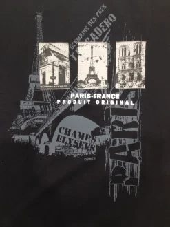 Camiseta Monumentos de París Francia original Negra