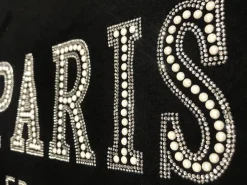 Camiseta mujer París pedrería y perlas