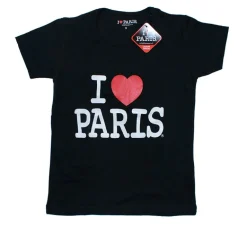 Camiseta negra I love Paris mujer