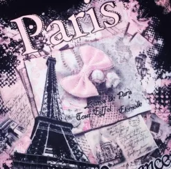 Camiseta negra París "Moño/Corbatín"