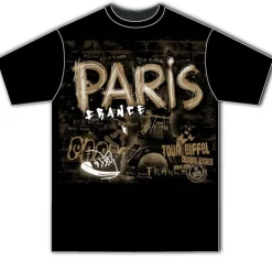 Camiseta negra y beige París tag