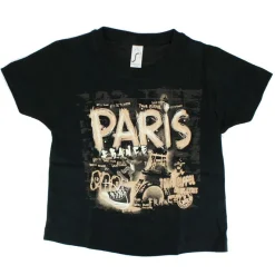Camiseta negra y beige París tag