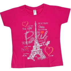 Camiseta París Corazón Torre Eiffel fucsia