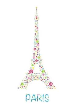 Camiseta Torre Eiffel París flores multicolores