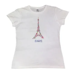 Camiseta Torre Eiffel París flores multicolores
