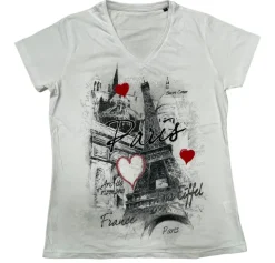 Camiseta Torre Eiffel París Corazón Cuello V