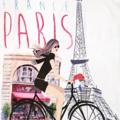 Camiseta Torre Eiffel "mujer en bicicleta"