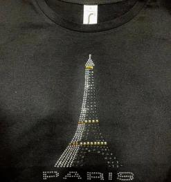 Camiseta Torre Eiffel Strass 3 colores estilizada
