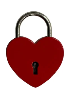 Candado de corazón rojo con llave de corazón.