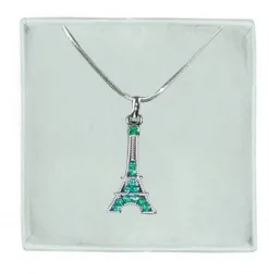 Collar Torre Eiffel pedrería verde