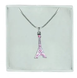 Collar Torre Eiffel pedrería rosa