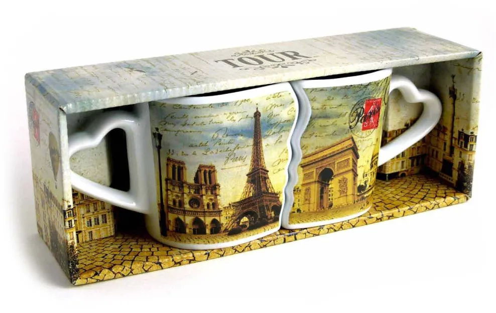 Dúo de tazas vintage Monumentos de París