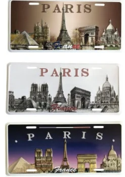 3 Grandes placas metálicas de recuerdo de monumentos de París en relieve