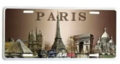 3 Grandes placas metálicas de recuerdo de monumentos de París en relieve