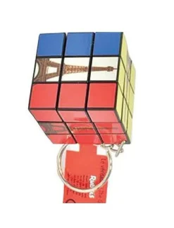 Llavero con el Cubo de Rubik y la Torre Eiffel