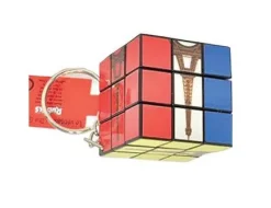 Llavero con el Cubo de Rubik y la Torre Eiffel