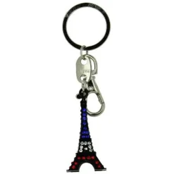 Llavero Torre Eiffel pedrería tricolor