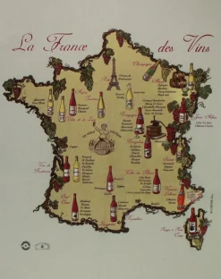 Paño de cocina Vinos y mapa de Francia