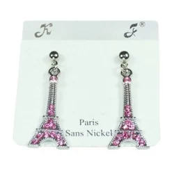 Pendientes rosados Torre Eiffel