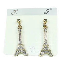 Pendientes Torre Eiffel dorados pedrería