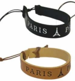 Pulsera de cuero ajustable Torre Eiffel de París