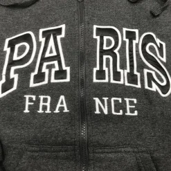 Sudadera París Francia bordado gris chiné