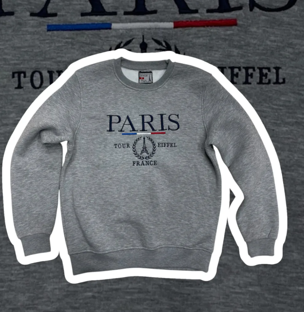Sudadera París Torre Eiffel Gris