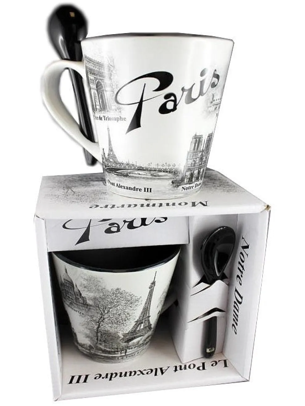Taza Monumentos de París blanco y negro