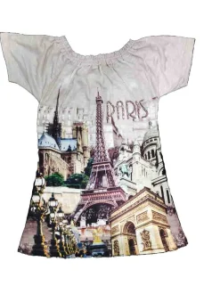 Túnica fruncida París Torre Eiffel con pedrería