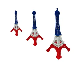 Torre Eiffel azul blanca y roja con diamantes