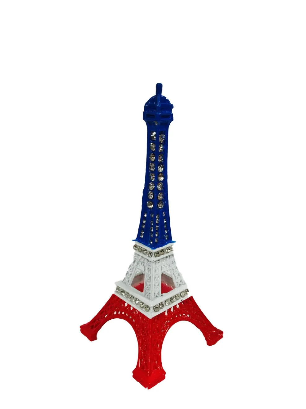 Torre Eiffel azul blanca y roja con diamantes