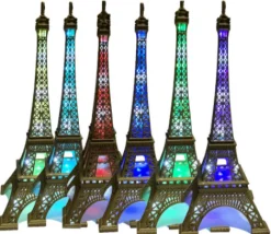 Torre Eiffel Brillante + LED 6 colores variados