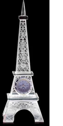 Torre Eiffel cristal con reloj integrado